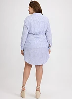 Robe-chemisier rayée en mélange de lin