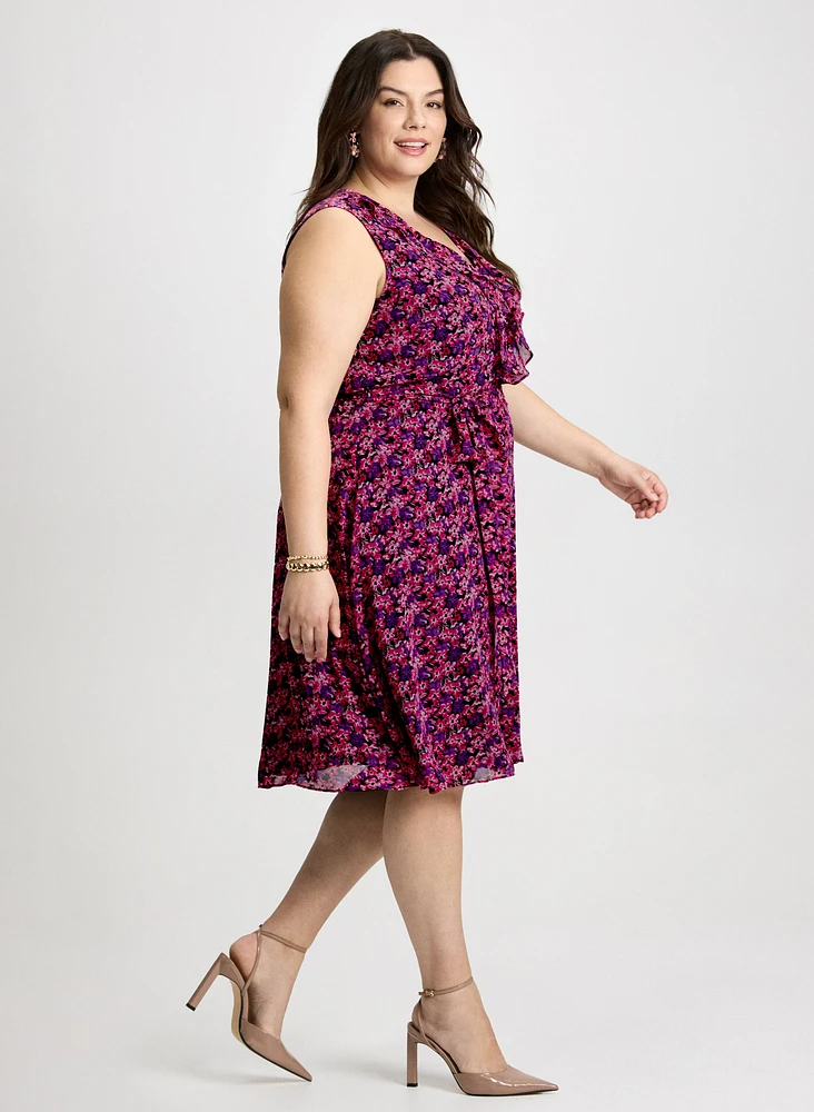 Robe florale à volants avants
