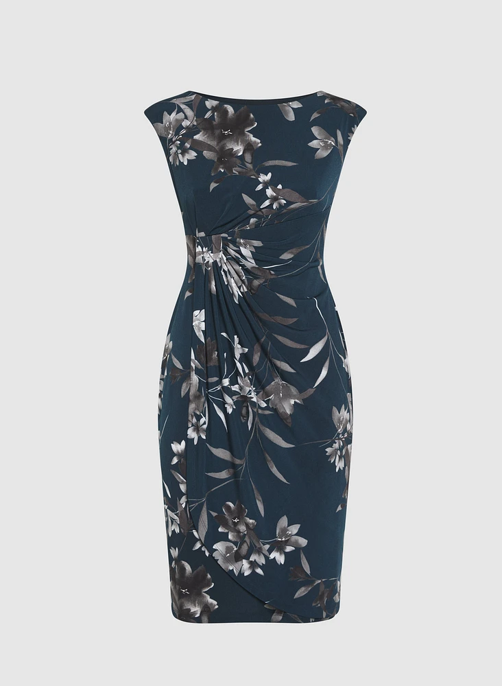 Robe florale drapée