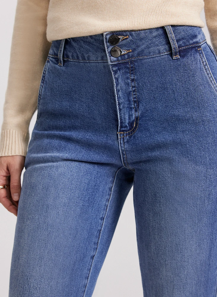 Pantalon en denim évasé à taille haute