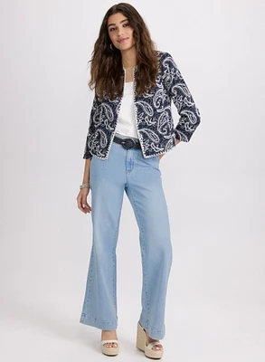 Paisley Embroidered Jacket & Wide-Leg Jeans