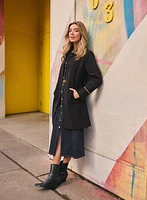 Contrasting Trim Tricotine Coat