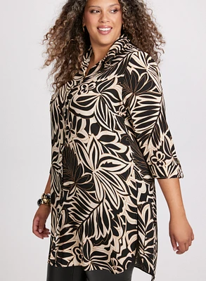 Abstract Leaf Print Blouse