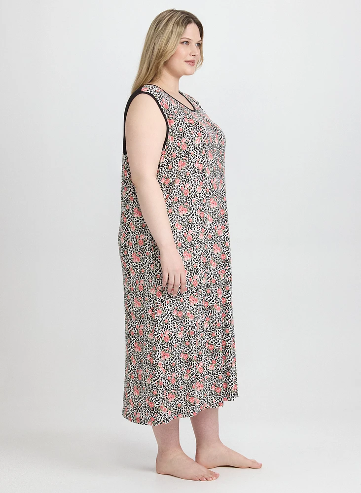 Robe de nuit à motif animal et floral