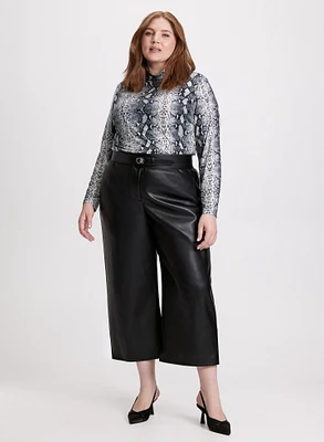 Snake Print Turtleneck Top & Vegan Leather Pants