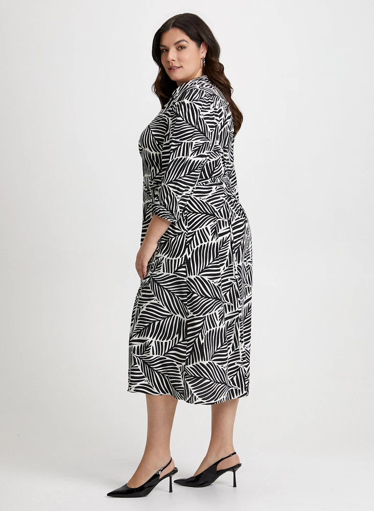 Leaf Print Midi Dress
