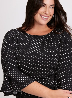 Polka Dot Flutter Sleeve Top