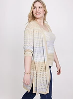 Striped Open Knit Cardigan