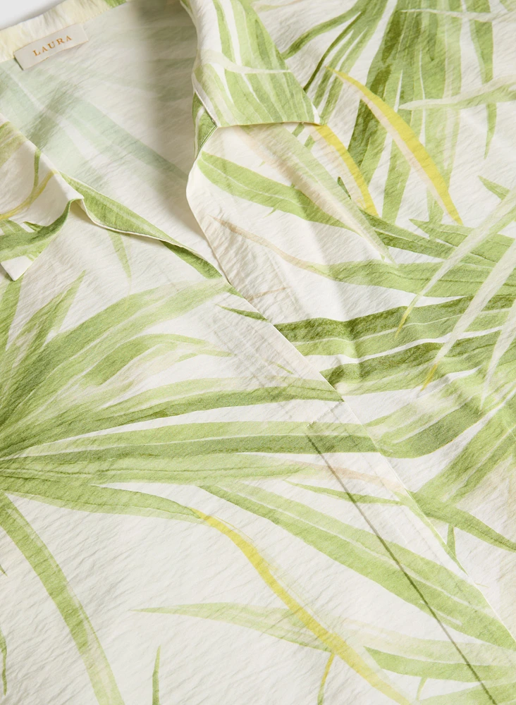 Blouse tropicale à ourlet noué