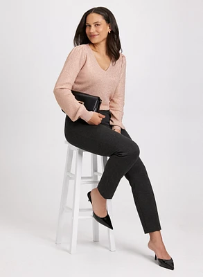 Embellished Sweater & Sofia Pull-On Slim-Leg Pants