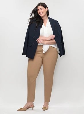 Contrast Button Blazer & Button Tab Detail Pull-On Pants