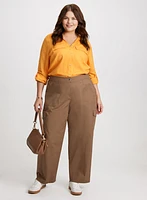 Linen Blend Shirt & Wide Leg Cargo Pants