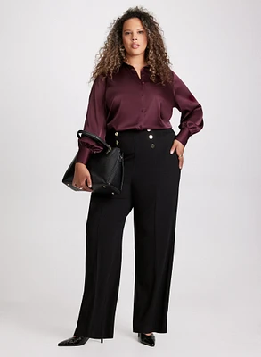 Olivia Button Detail Wide-Leg Pants