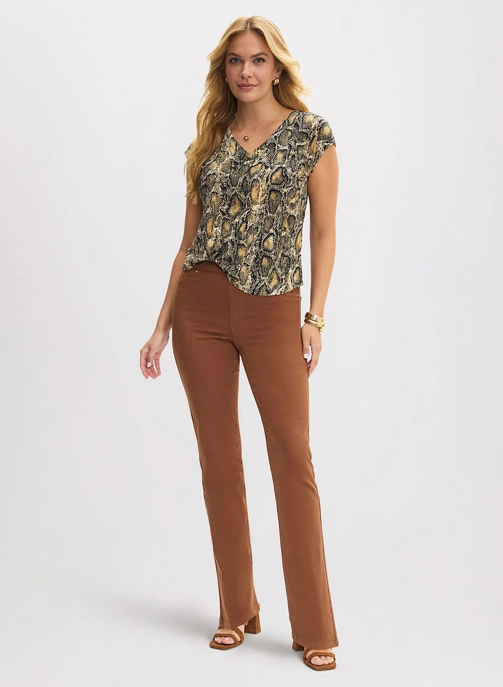 Snake Print Top & Straight Leg Jeans