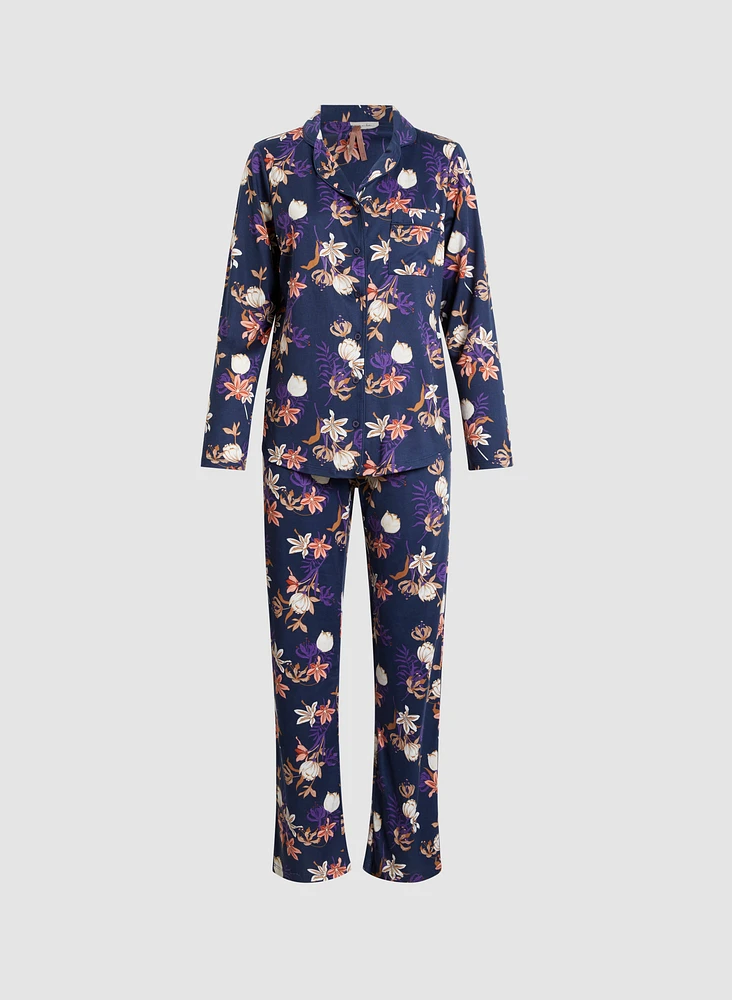 Ensemble pyjama haut et pantalon à motif floral