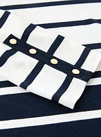 Striped Button Detail Top