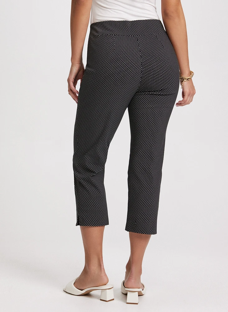 Pull-On Micro Dot Capri Pants