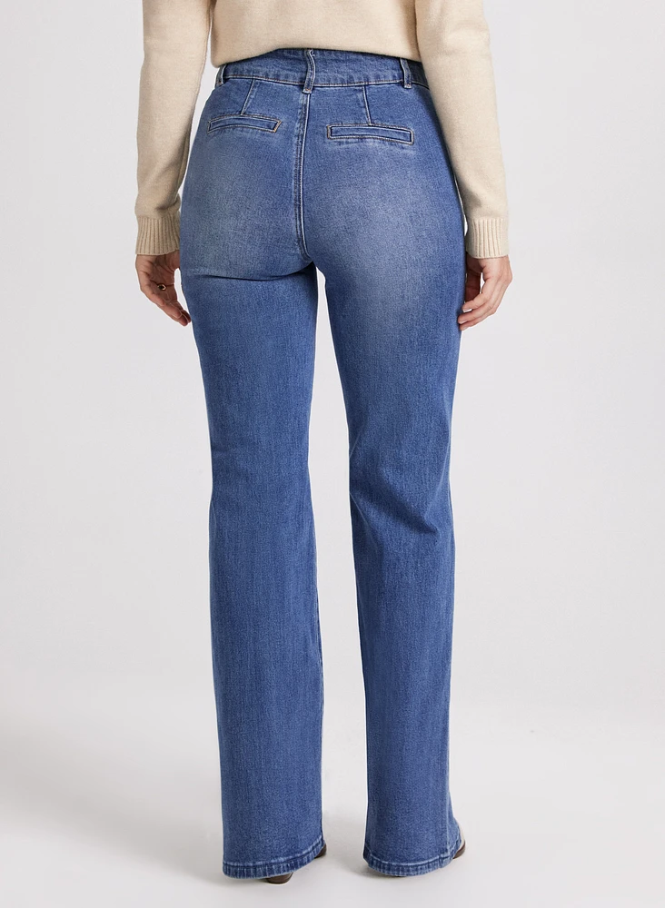 Pantalon en denim évasé à taille haute