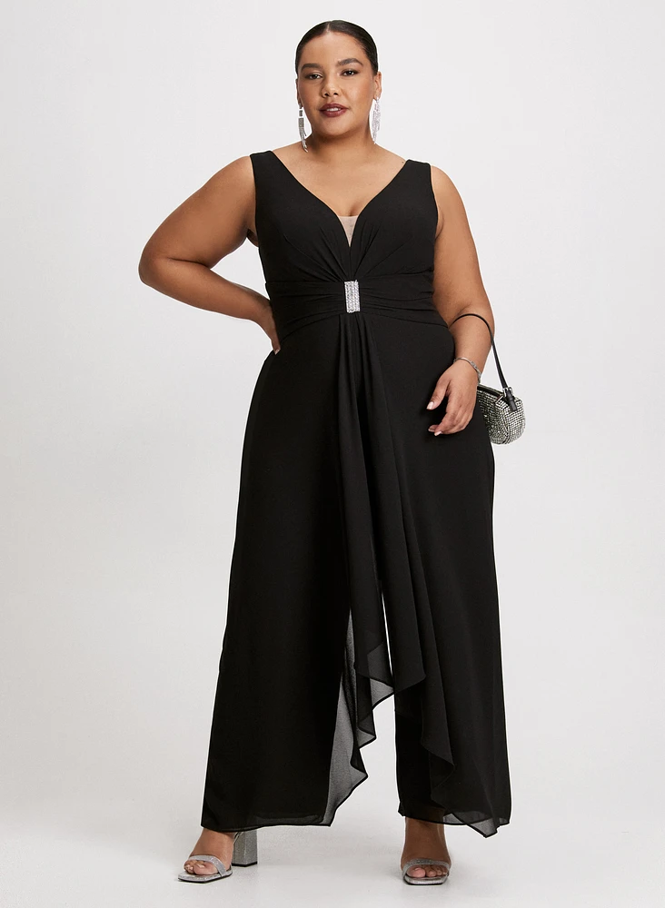 Sleeveless Deep V-Neck Jumpsuit