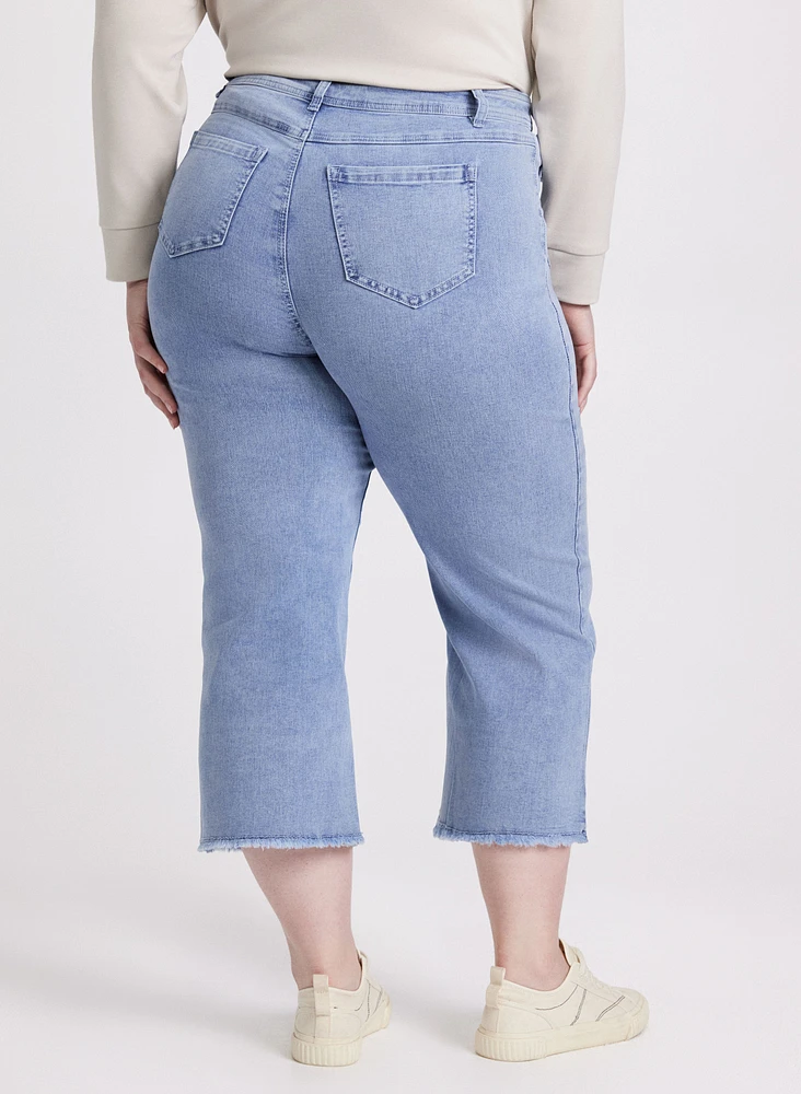 Denim Capris With Patch Pockets