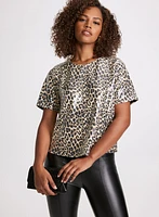 Sequin Leopard Print Top