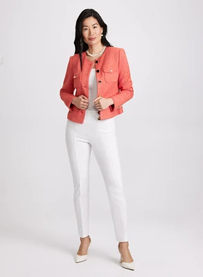 Bouclé Button-Down Jacket & Sofia Slim-Leg Pants