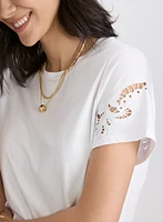 T-shirt brodé en coton extensible