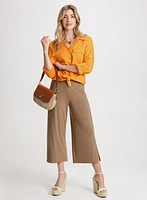 Linen Blend Blouse & Wide Leg Pull-On Capris