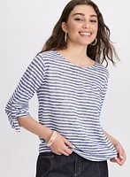 Stripe 3/4 Sleeve Top