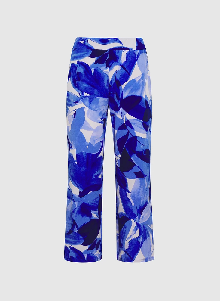 Pantalon Olivia à jambe large motif botanique