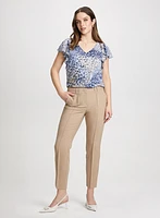 Painted Print Blouse & City Fit Slim Leg Pants