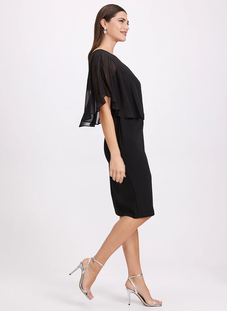 Sheer Capelet Overlay Dress