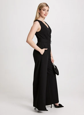 Crepe Belted Sleeveless Jumpsuit