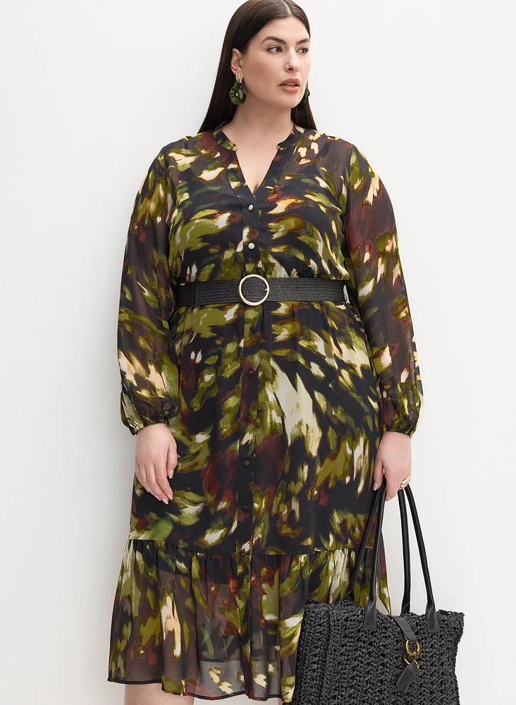 Melanie Lyne - Belted Abstract Print Dress