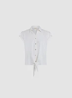 Linen Blend Knotted Blouse