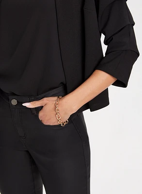 Pinched Sleeve Open Front Top