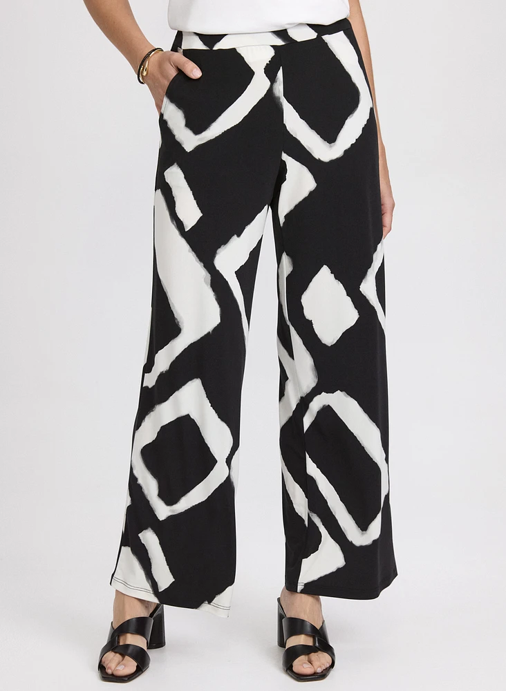 Pantalon large à motif géométrique