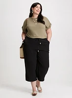 Ruffled Sleeve T-Shirt & Wide Leg Capris