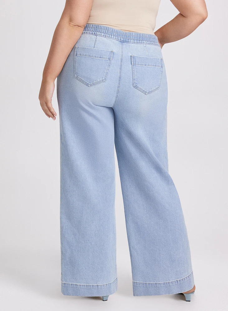 Jean large à taille arrière élastique