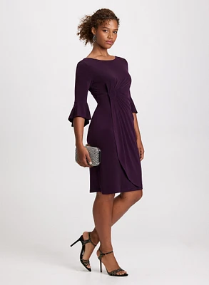 Flounce Sleeve Ruched Waist Dress