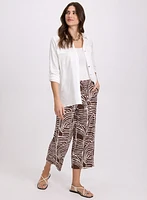 Capri en lin à motif abstrait et blouse boutonnée