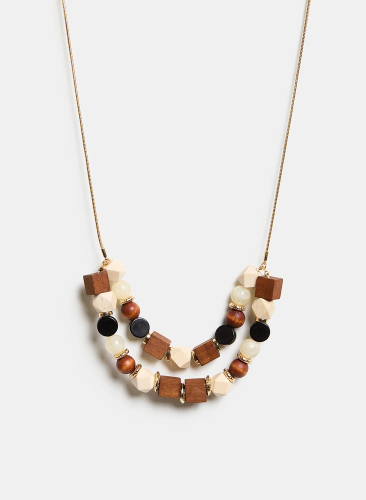 Collier à bois et à billes