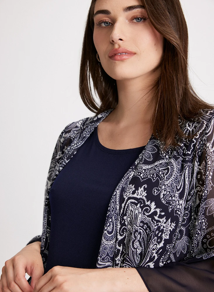 Paisley Print Fooler Cardigan Dress