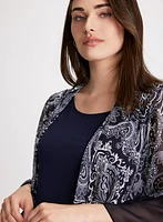 Paisley Print Fooler Cardigan Dress