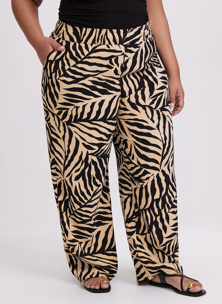 Olivia Palm Print Wide-Leg Pants