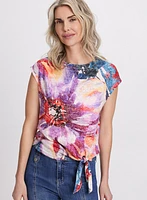 Floral Tied-Hem T-Shirt