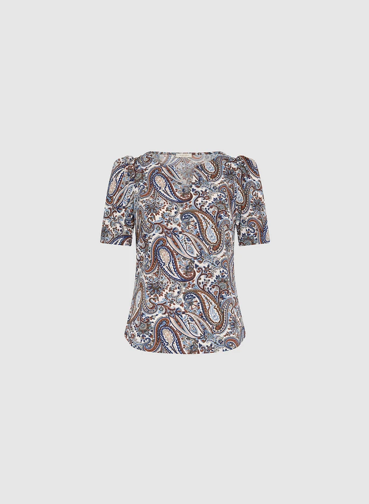 Paisley Print Short Sleeve Top