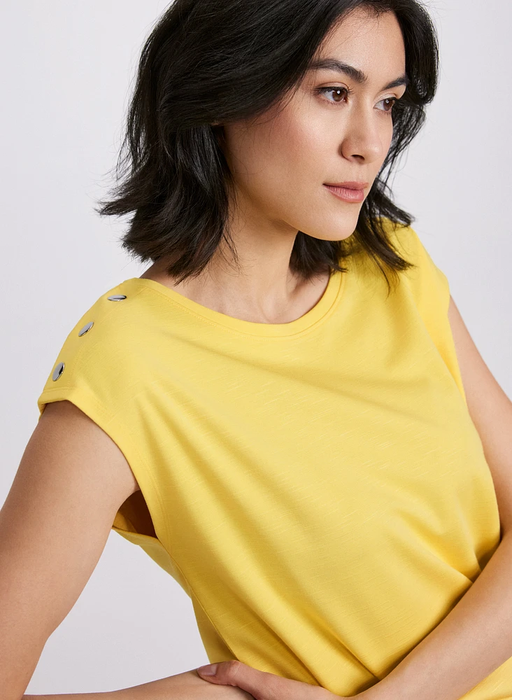Metallic Button T-Shirt