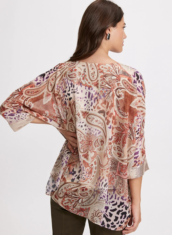 Blouse paisley avec poignets à séquins