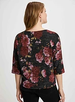 Wide Sleeve Floral Print Sweater